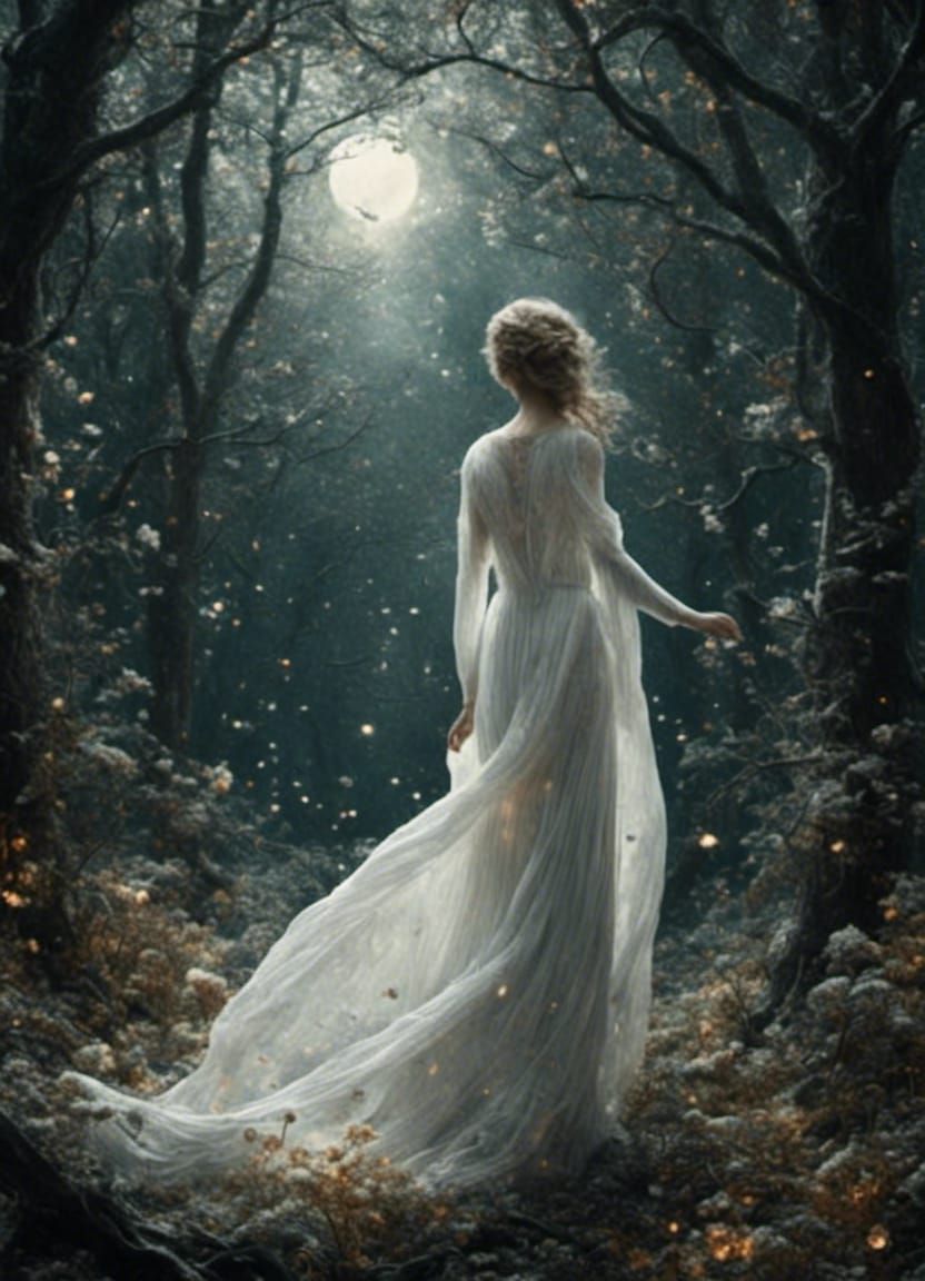 Moonlit Woman Drifting Through Forest in CGI VFX