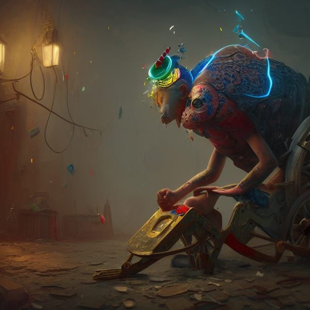 Fantasy Wheelchair User in Detailed Matte Painting