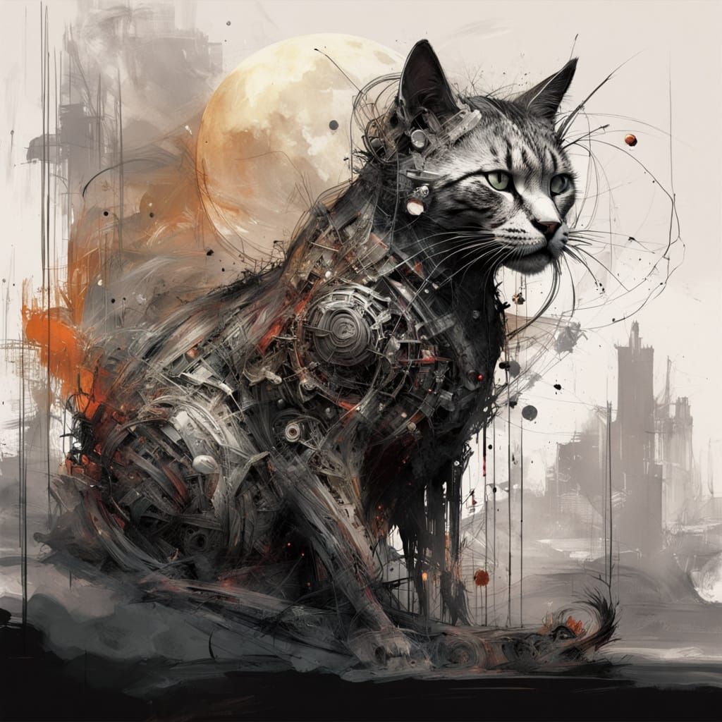 Celestial Wire Cat Sculpture in Dreamscape Style