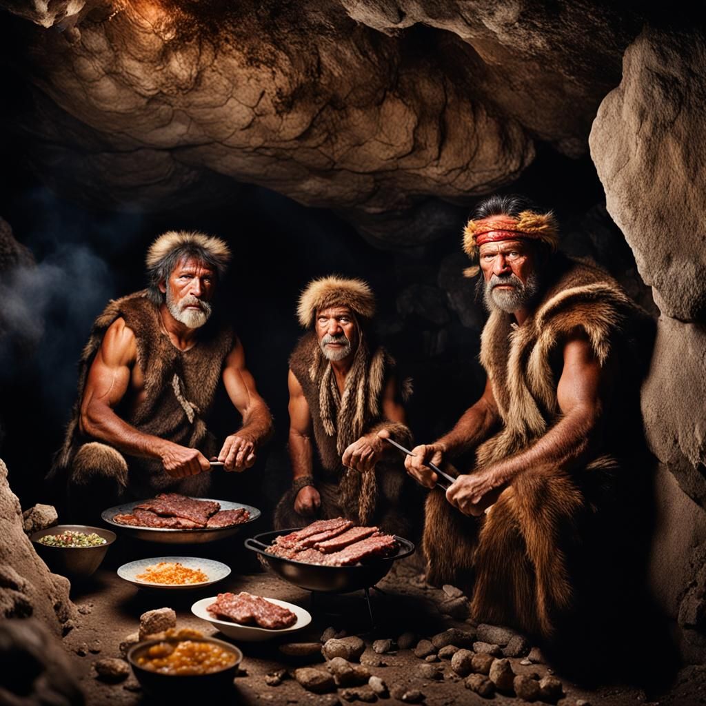 Stone Age Barbecue Party Portrait