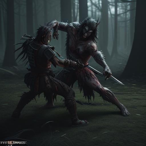 Zombie Samurai vs. Werewolf in Alien Forest