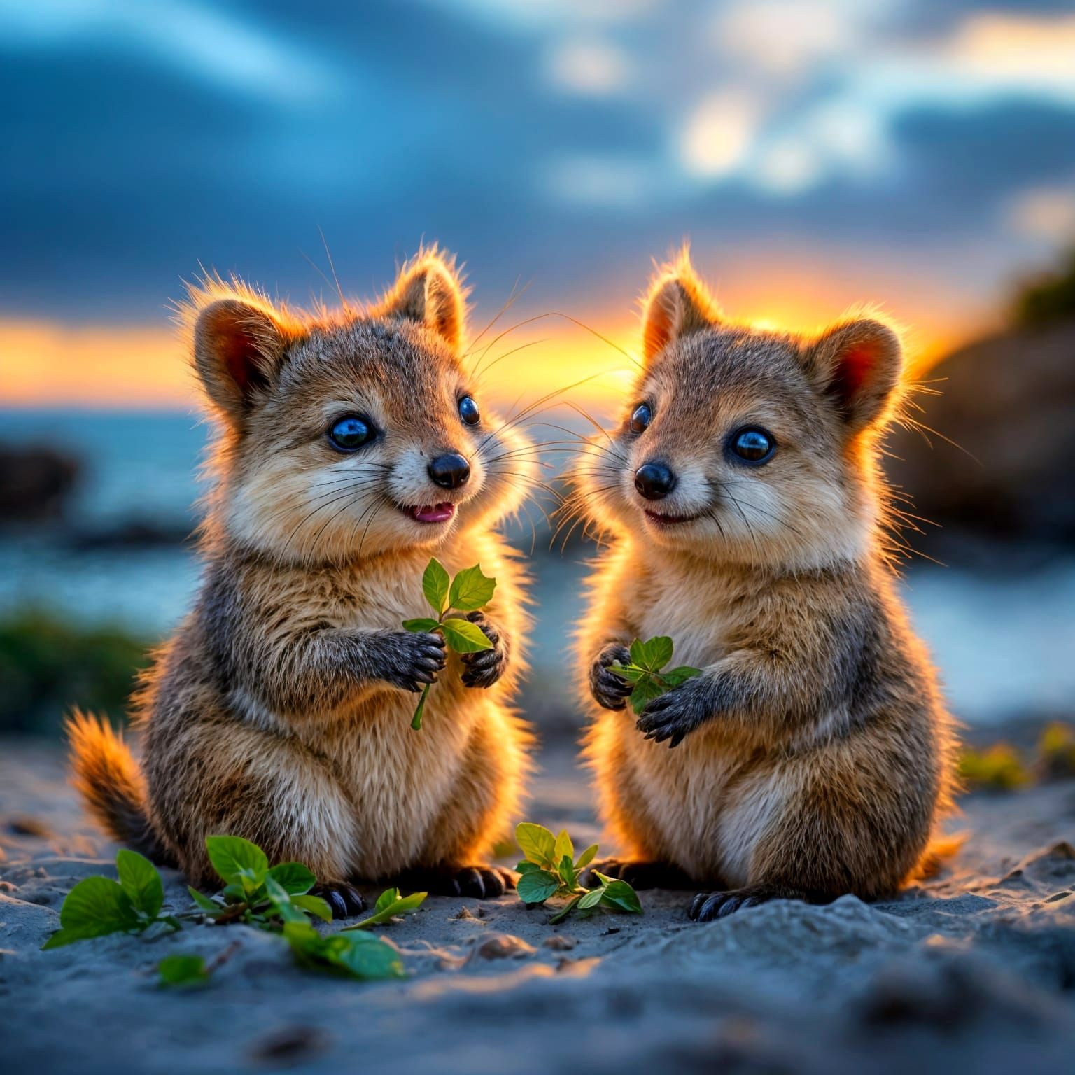 Friendly Quokkas Enjoy Sunset at Bathurst Lighthouse