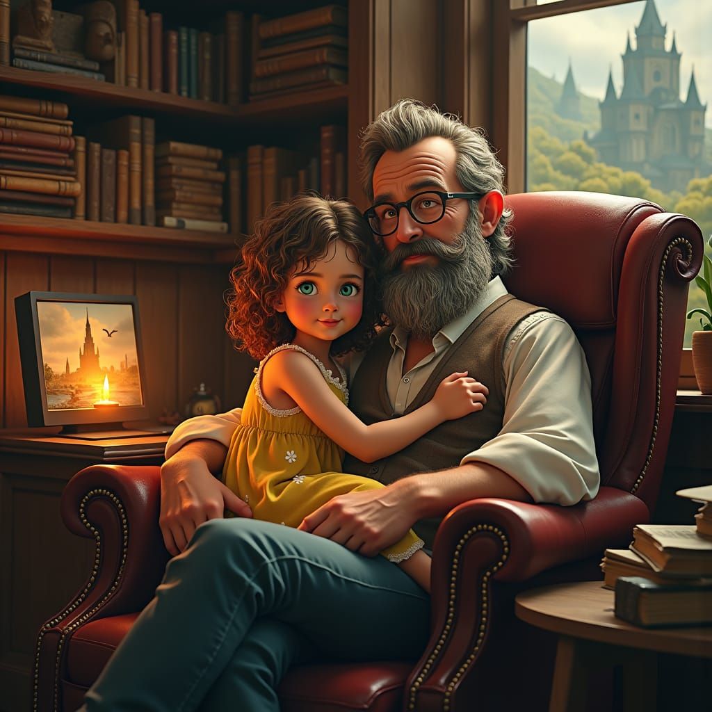 Girl Asks Father for Candy: Matte Painting