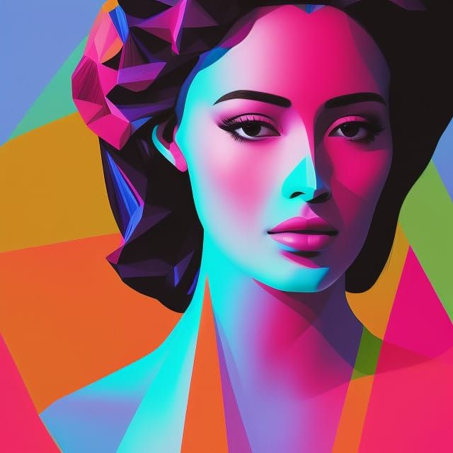 Vaporwave Portrait of a Stoic Woman in 3D