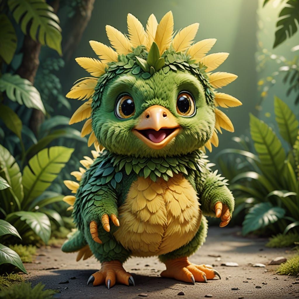 Cute Baby Chick in Dinosaur Costume