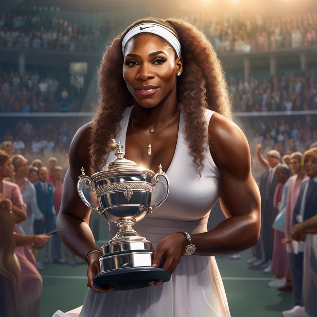 Serena Williams holding a trophy