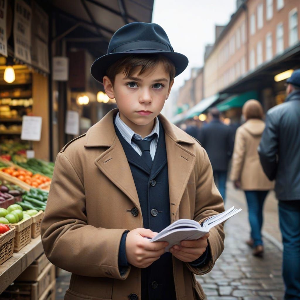 Young Detective Investigates Theft in Bustling Market