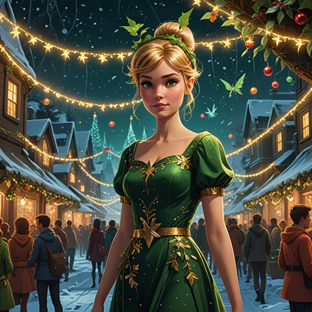 Whimsical Holiday Goddess Illuminates Enchanted Christmas Sc...