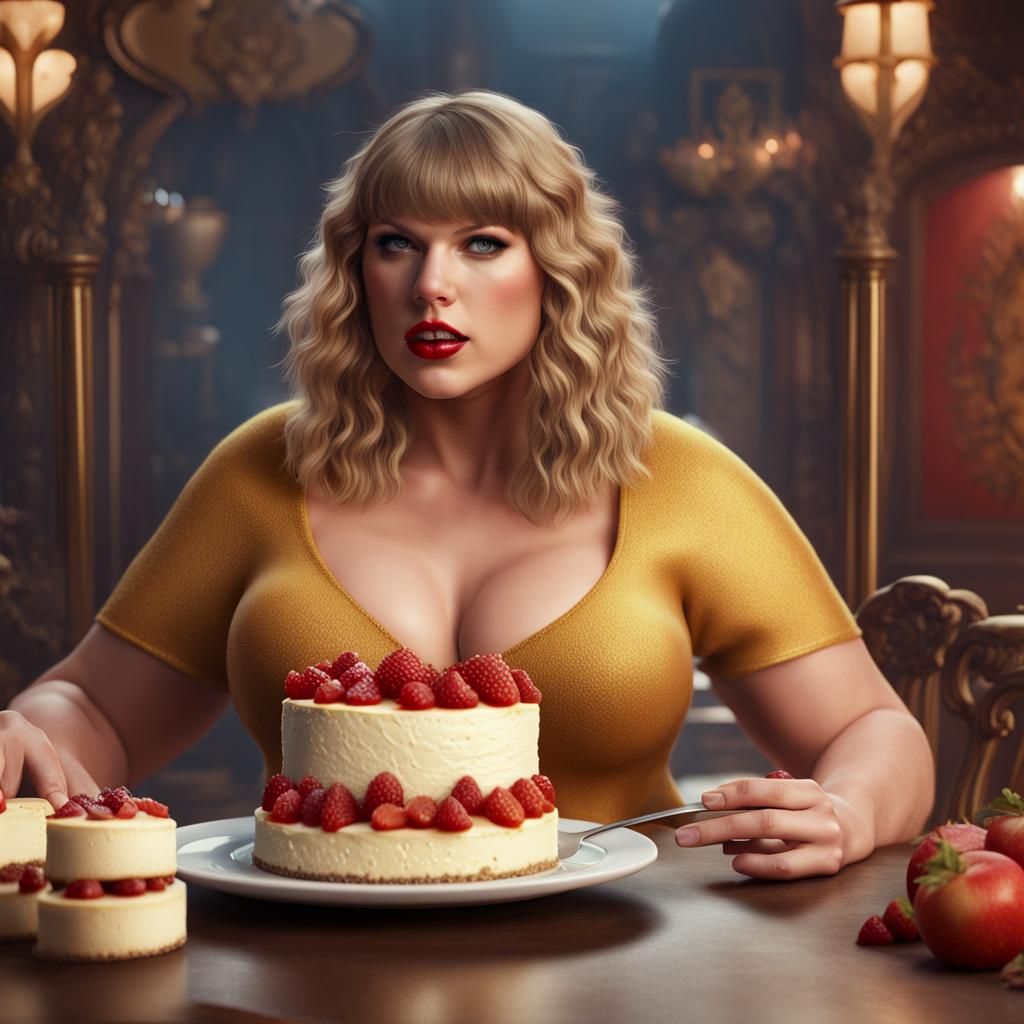 Taylor Swift eating cheesecake.