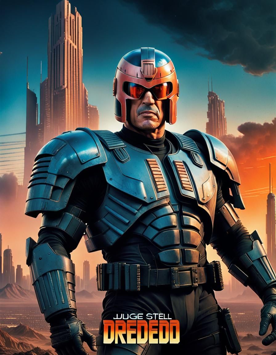 Judge Dredd Movie Poster: Cyberpunk Dystopian Future