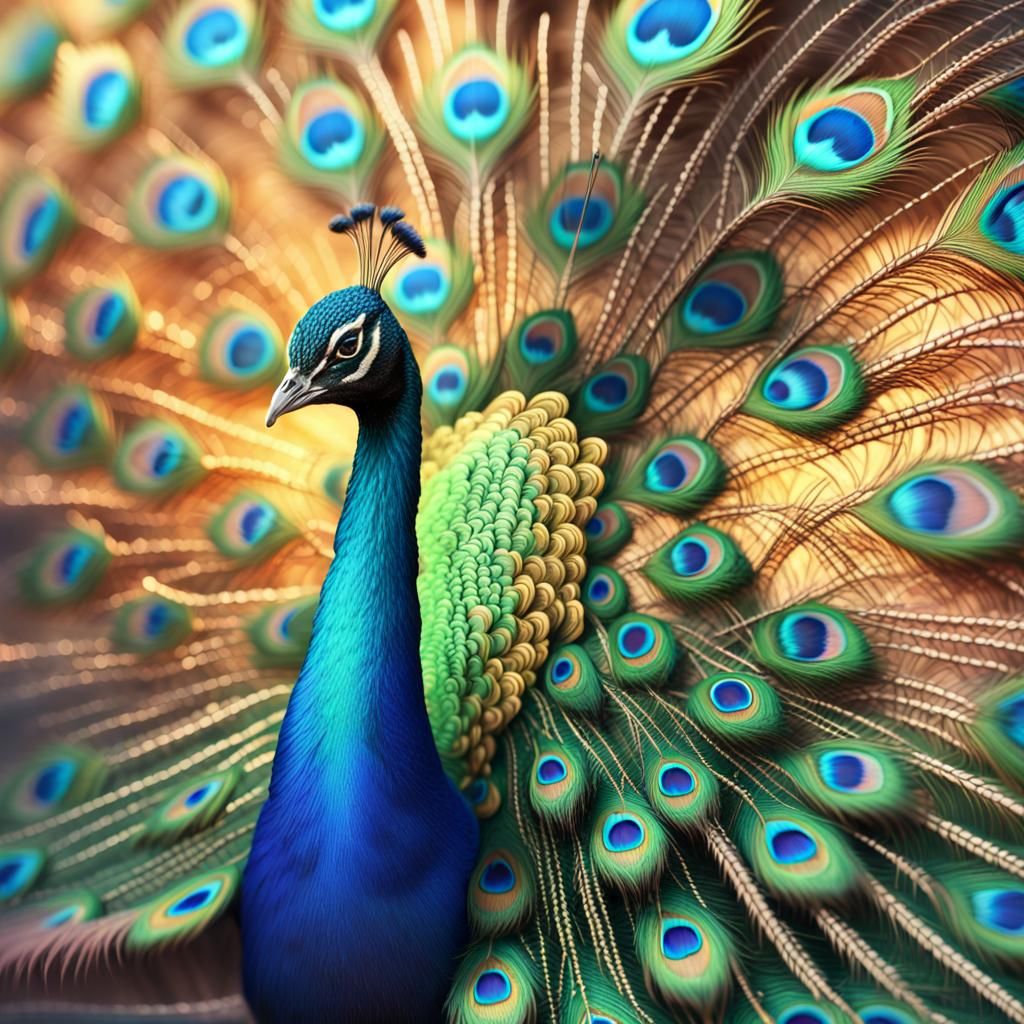 Majestic Peacock in Vibrant Digital Art