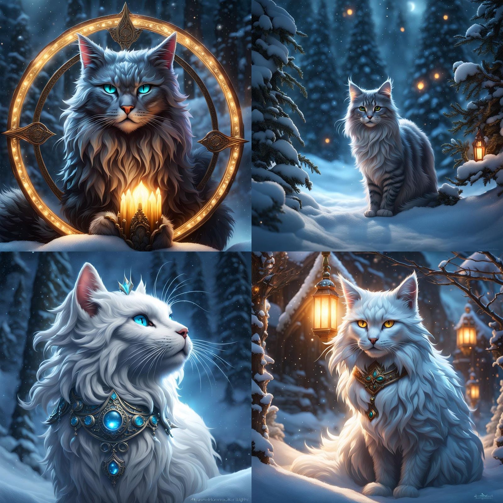 Fantasy Winter Cat: Spirit of January in Dark Art