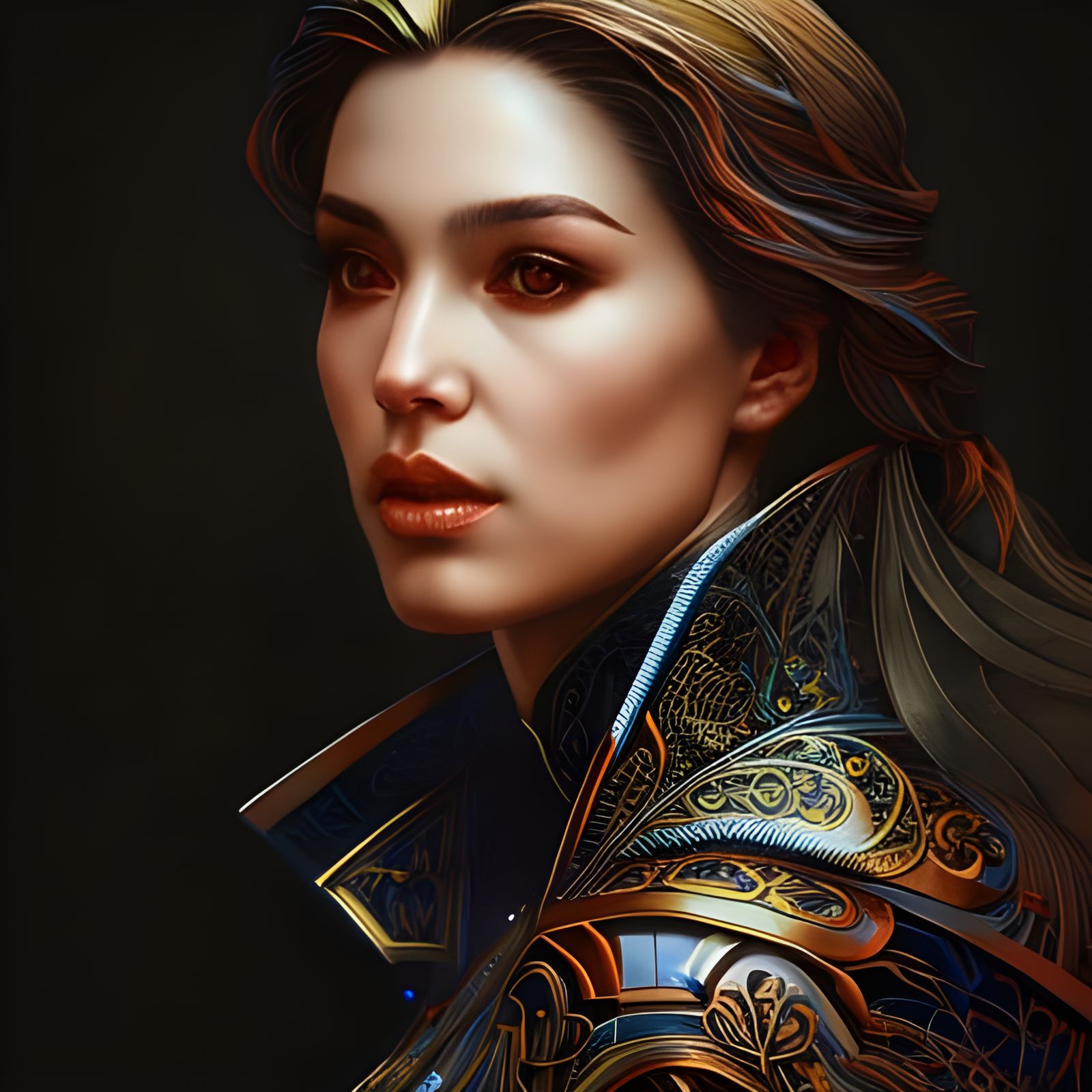 Ornate Chicken Cub Portrait in Digital Art Style