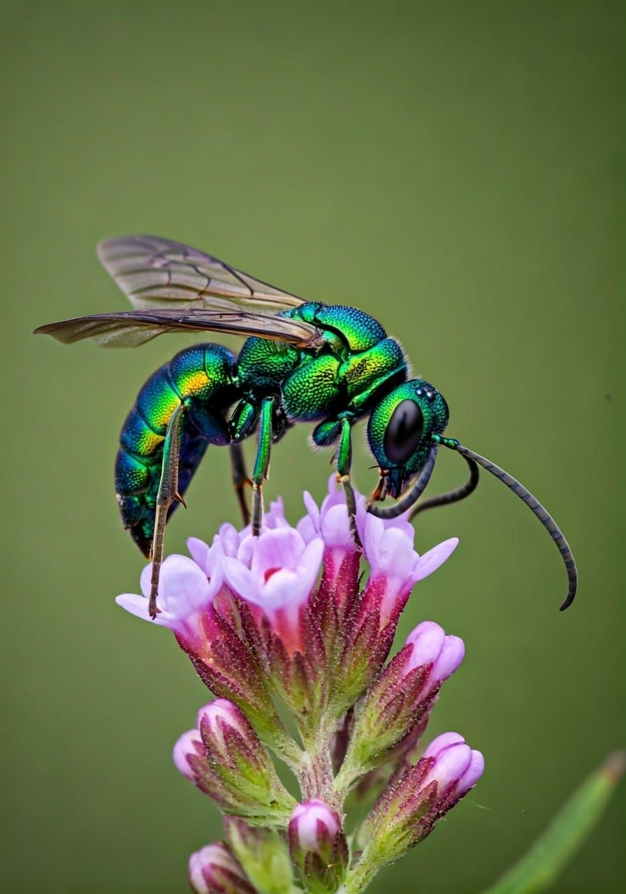 Metallic Green Cuckoo Wasp Macro Photograph