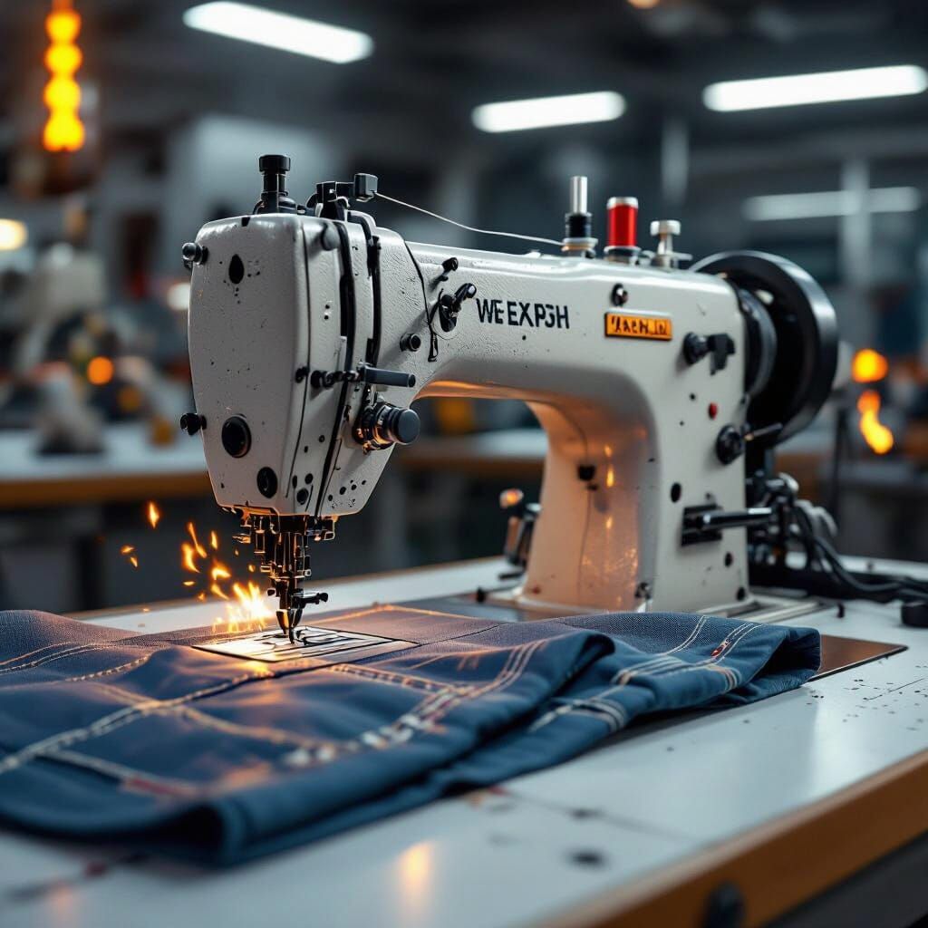 Industrial Sewing Machine in Hyperrealistic 3D Render