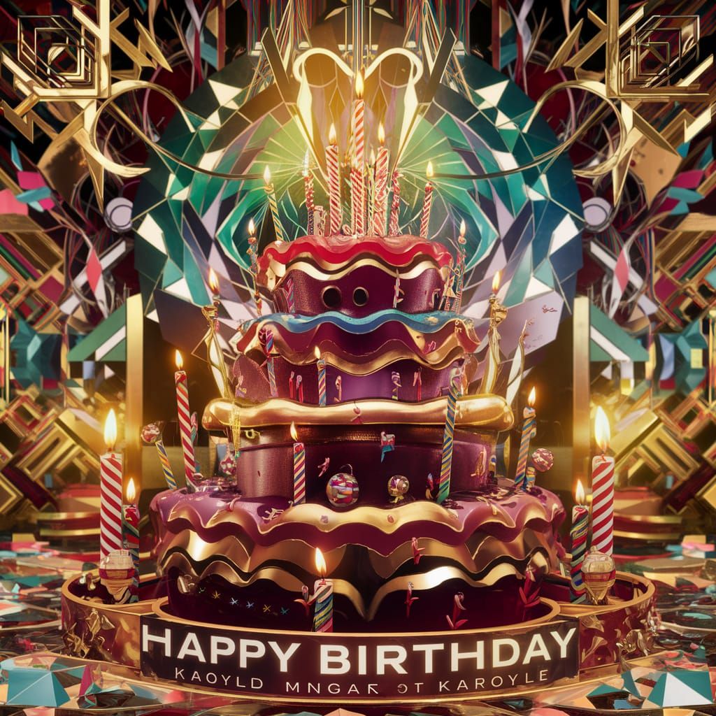 Art Deco Birthday Banner in Surrealist Style