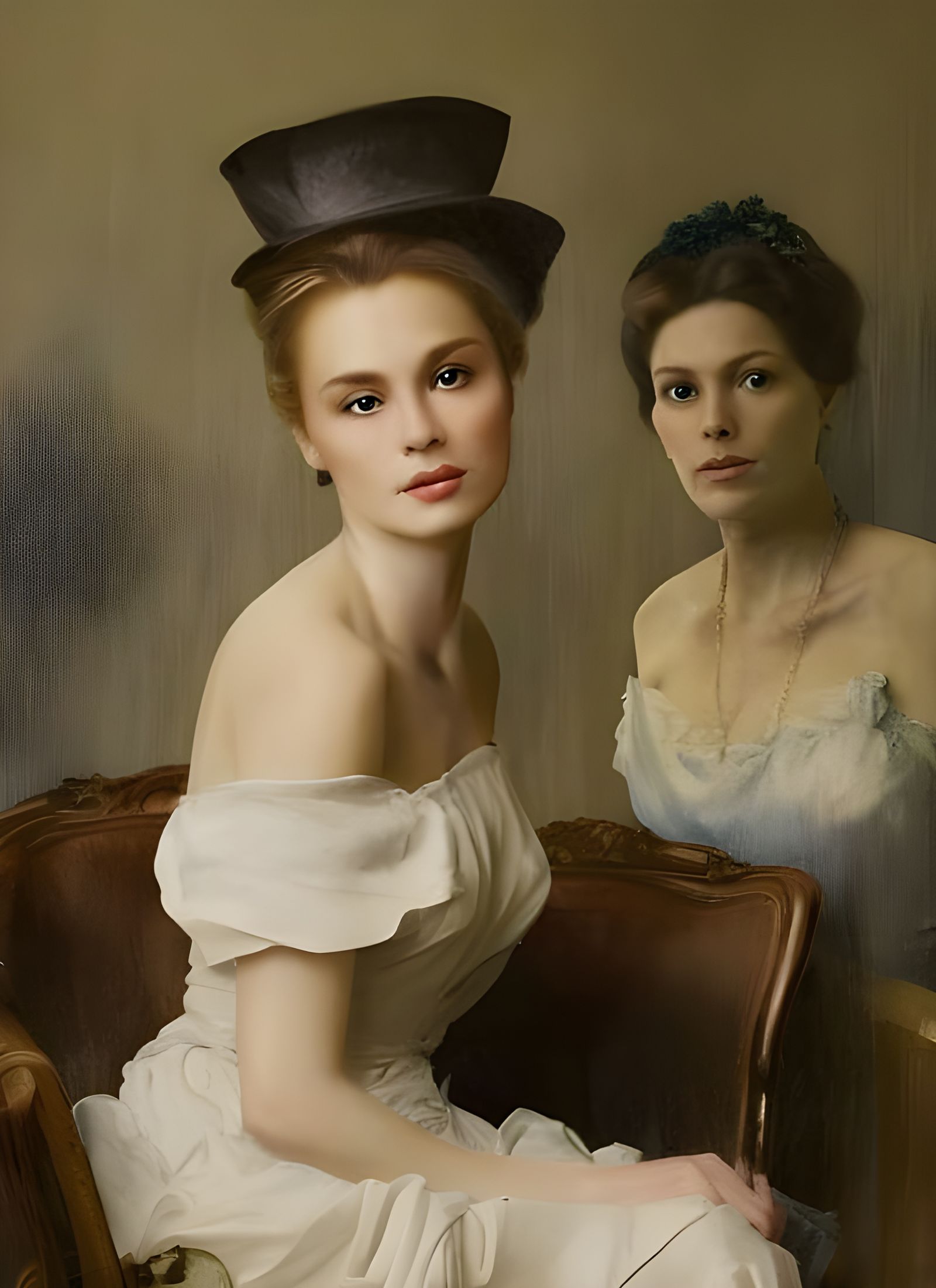 Beautiful Woman Having Tea in Cafe: Photorealistic Portrait