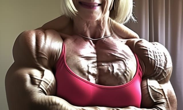 Extremely Muscular Female Bodybuilder Mom