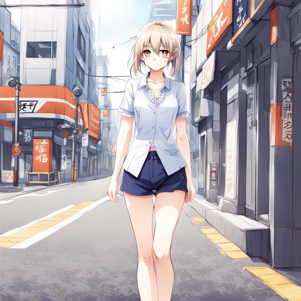 Anime Girl in Short Clothes: Key Visual Art
