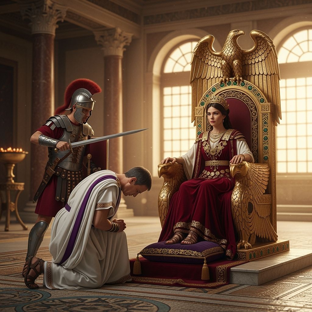 Empress Messalina on Eagle Throne in Roman Palace
