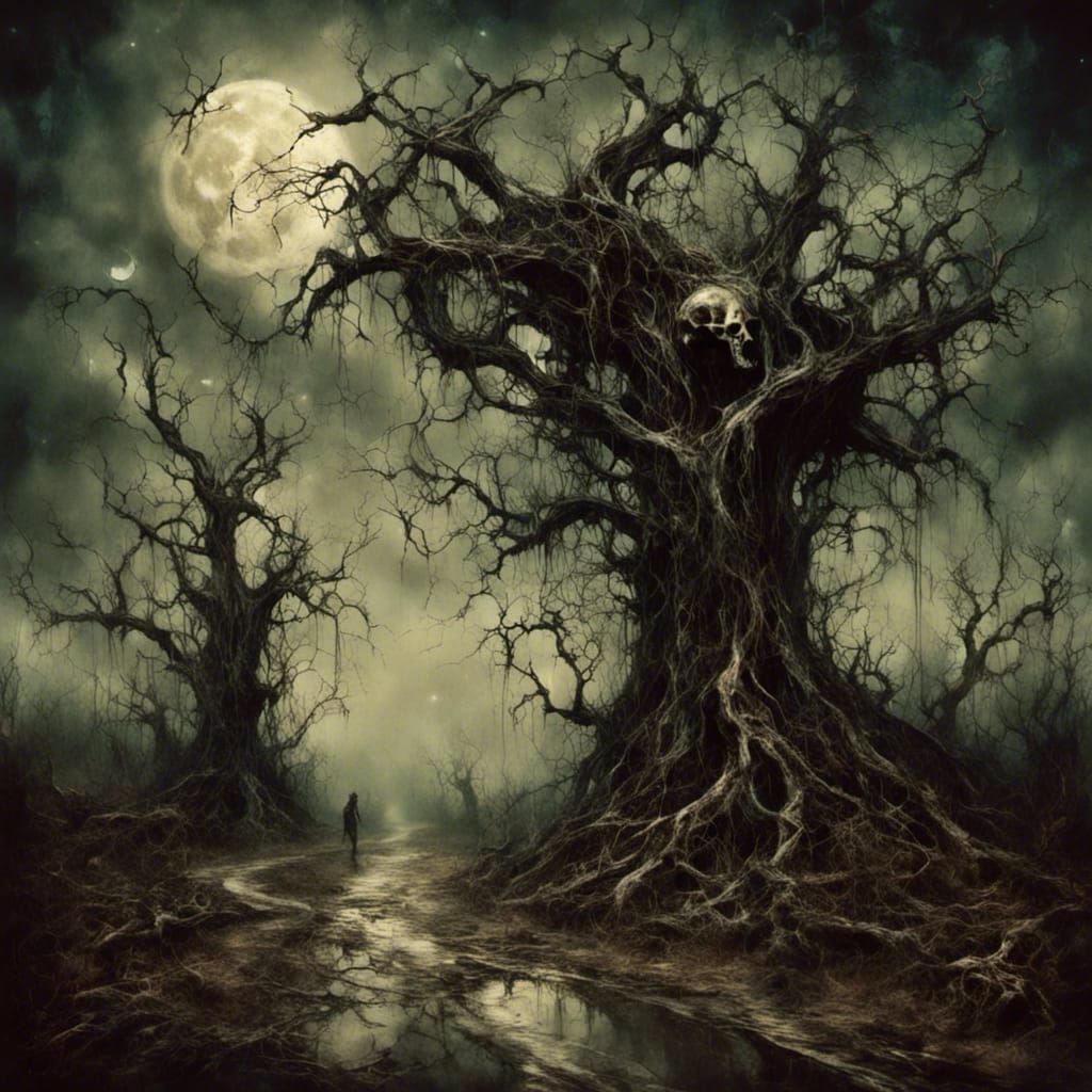 Surreal Road to Madness Under Dark Sky