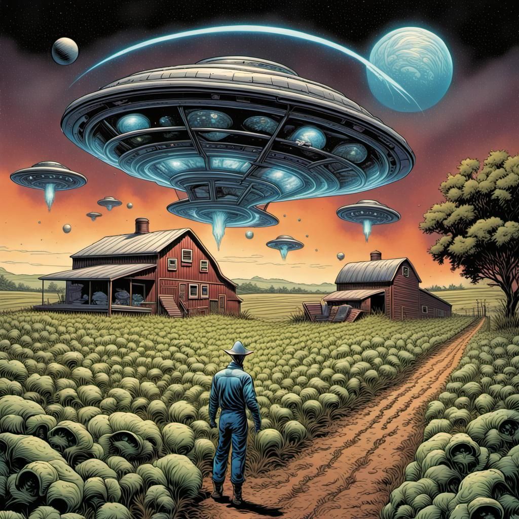 Alien Invasion on the Farm: Comic Book Art
