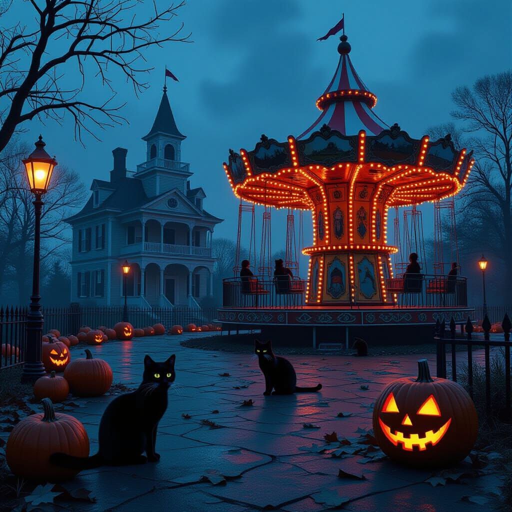 Spooky Carnival at Dusk in Dark Mystical Style