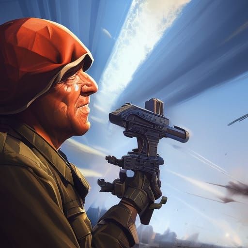 Man Visions Future War in Hyperrealistic Style