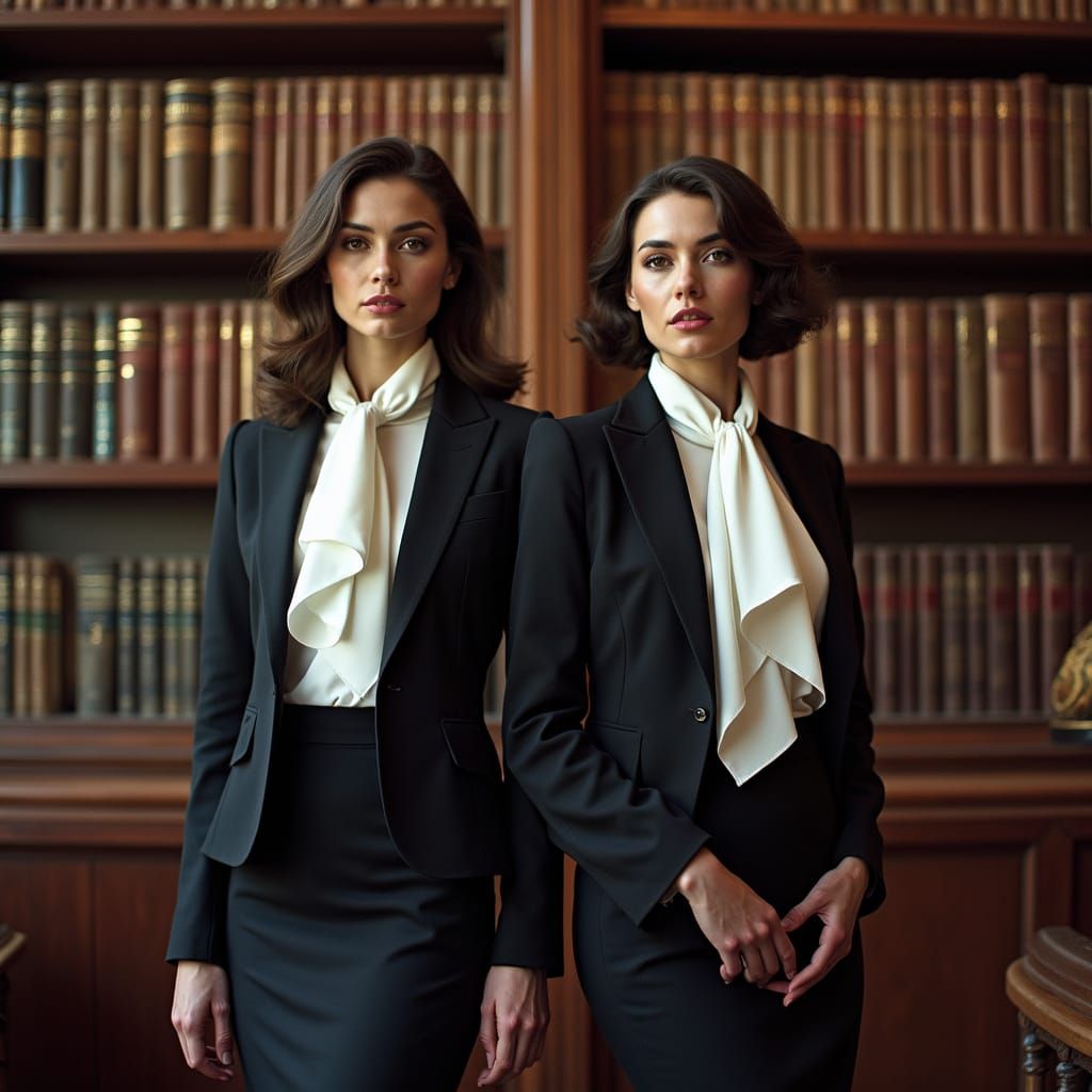 Elegant Women in Library: LaChapelle-Inspired Portrait