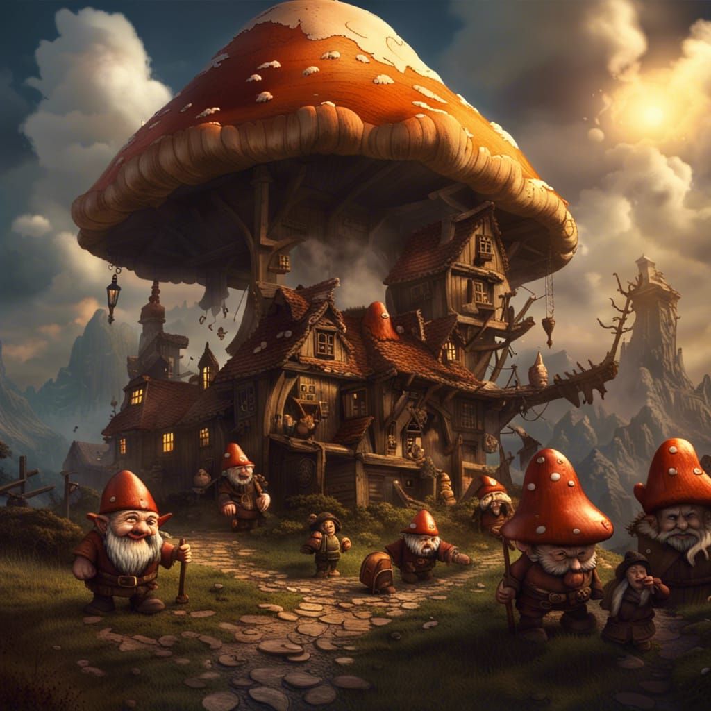 Dwarfs Return Home to Mushroom Village