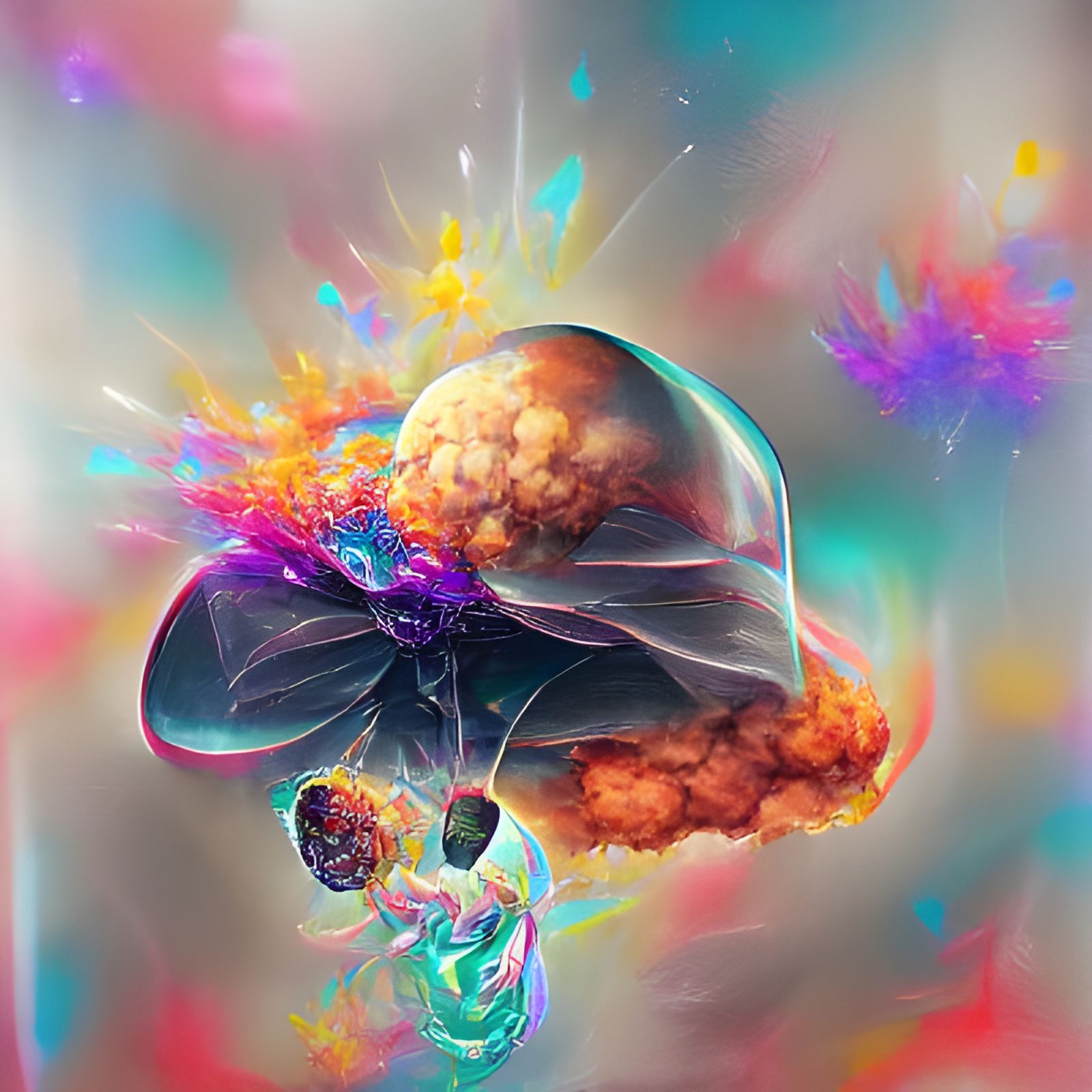 Astral Bomb Holographic Illustration in Mixed Media