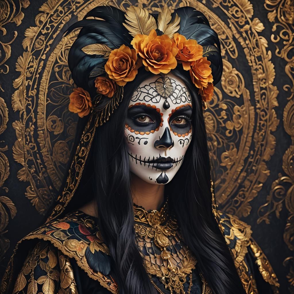 Italian Woman in Catrina Costume: Fantasy Portrait