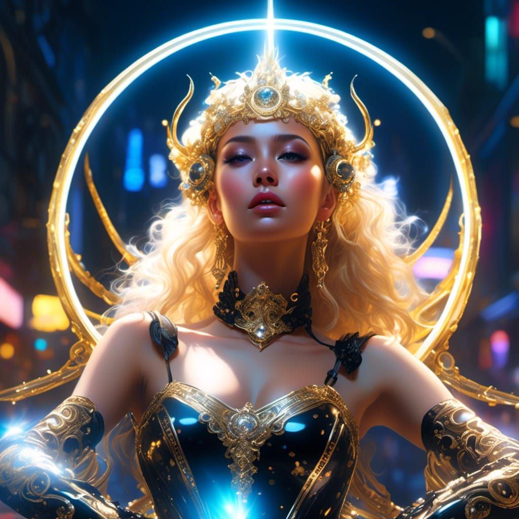 Goddess in Latex Harness: Hyperdetailed Digital Art