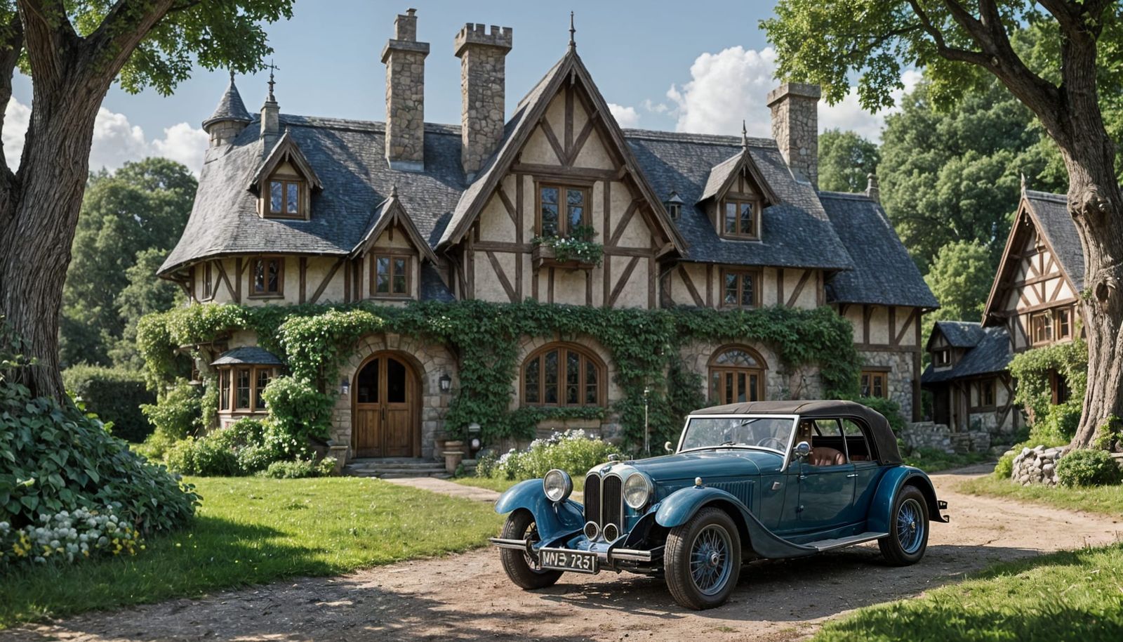 Classic 1924 Blue BMW at Elvish Cottage