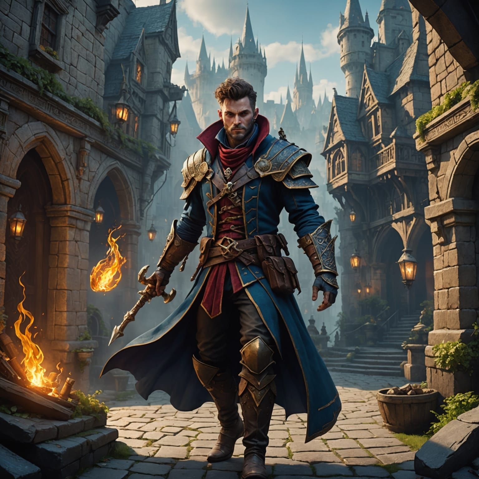 Fantasy Rogue Trickster in Detailed Matte Painting