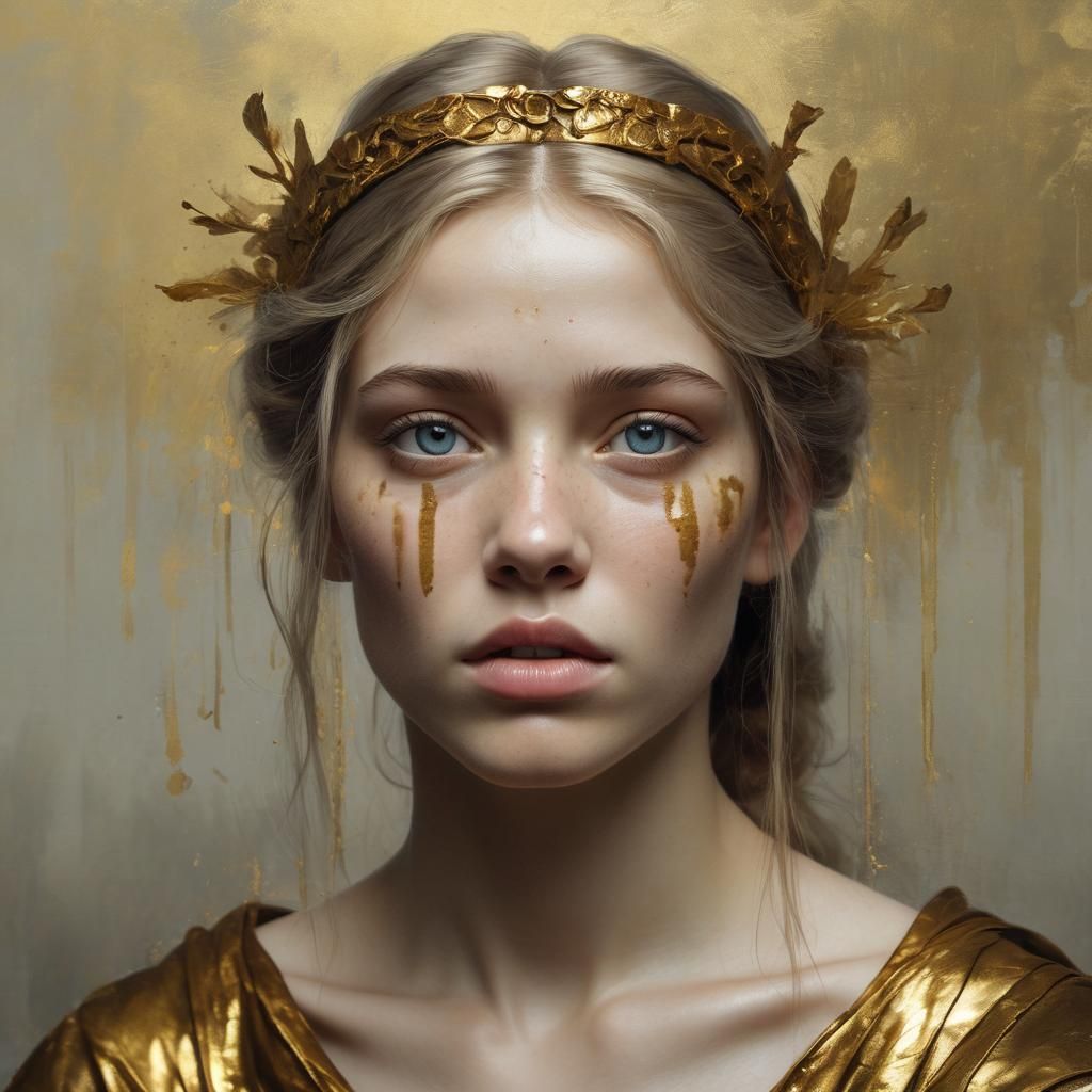 Golden Portrait of Inner Peace and Resilience