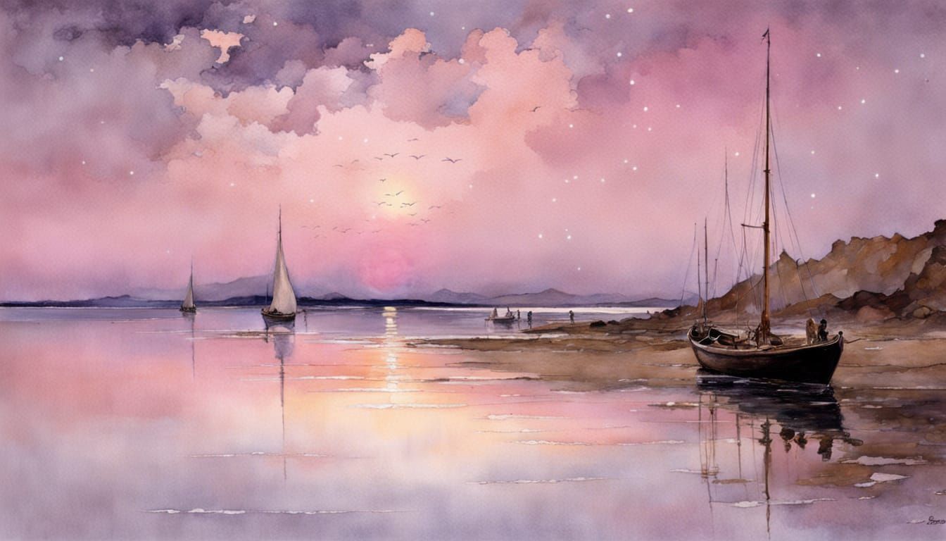 Pastel Summer Night at the Beach