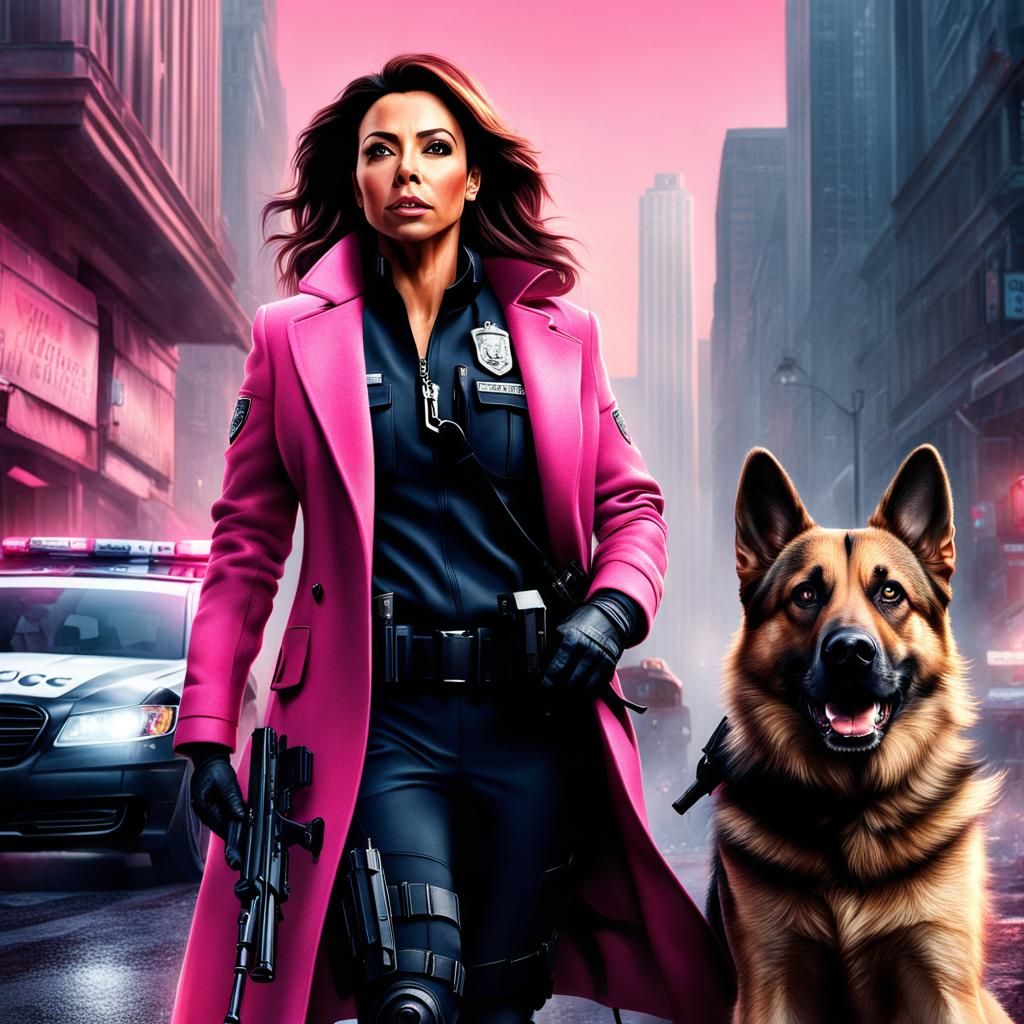 Alsatian Apprehends Criminal with Officer in Pink: Digital A...