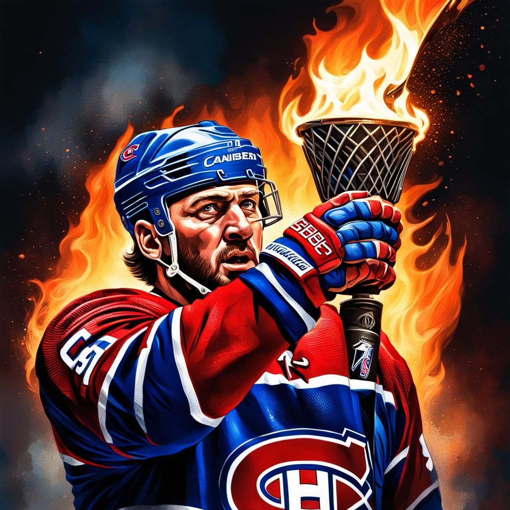 Hyperrealistic Montreal Canadiens Torch Quote Splash Art
