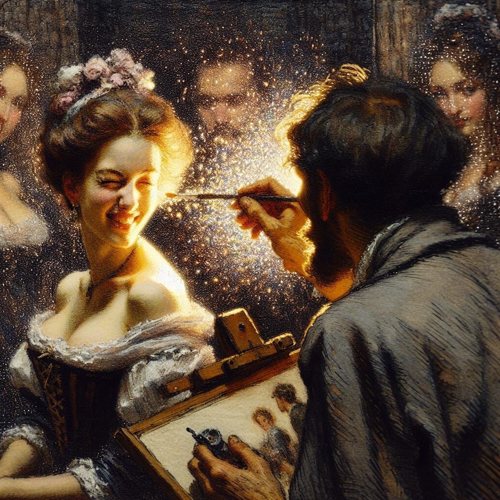 Renaissance Woman's Playful Wink Captured in Watercolor