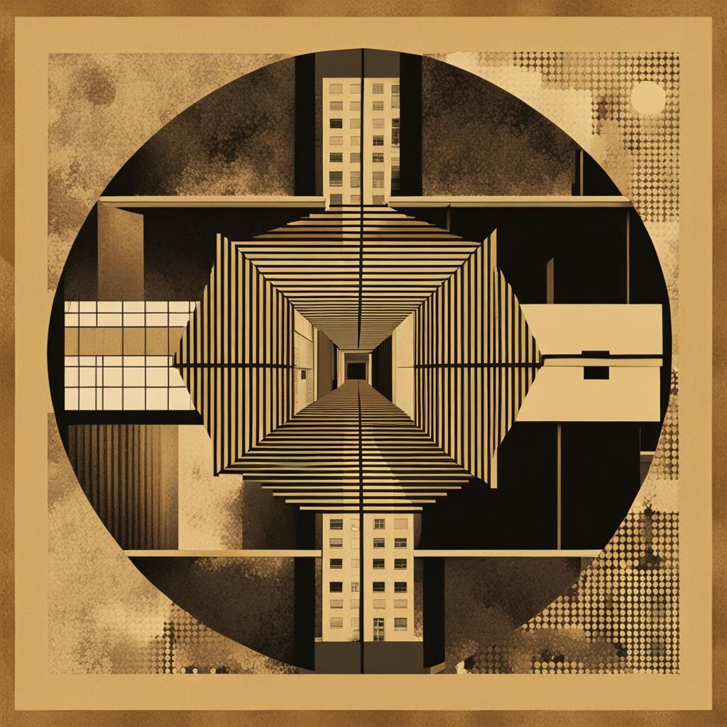 Geometric Bauhaus Collage in Pop Art Style