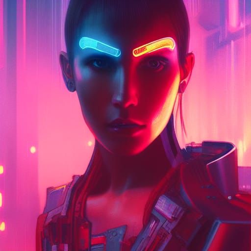 Cyberpunk Zerg Portrait in Neon Style