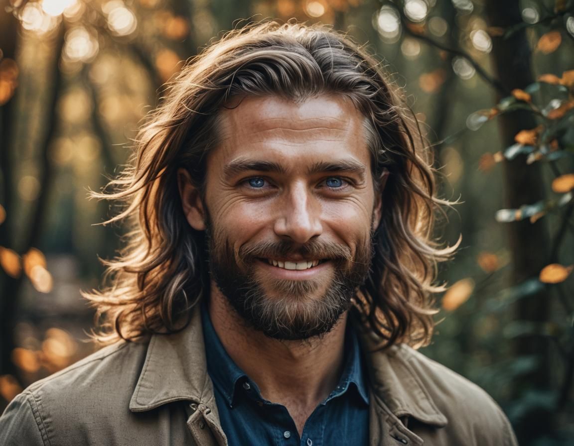 Portrait of a Smiling Blue-Eyed Man