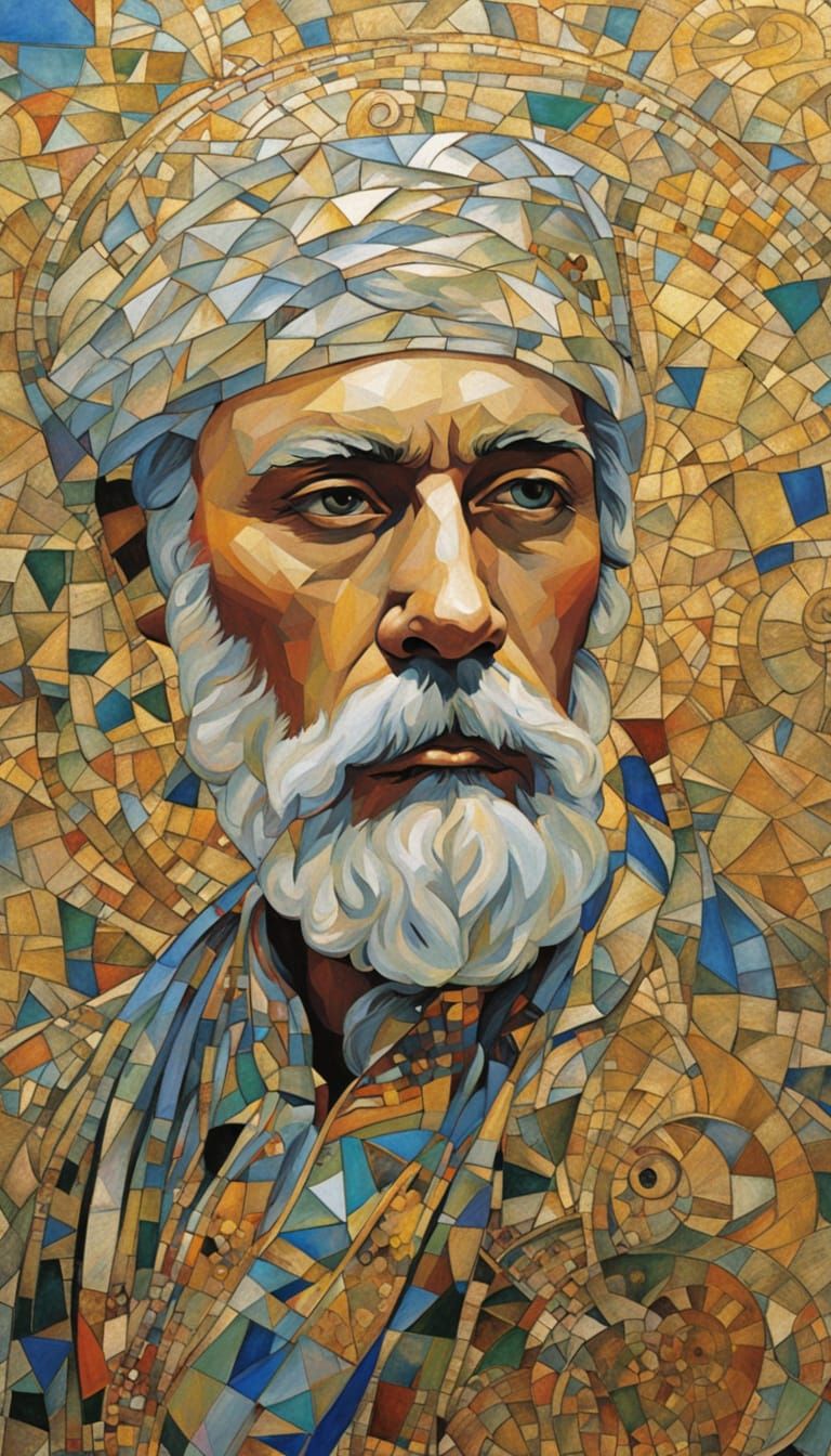 Glamorous Male Model in Gustav Klimt Style