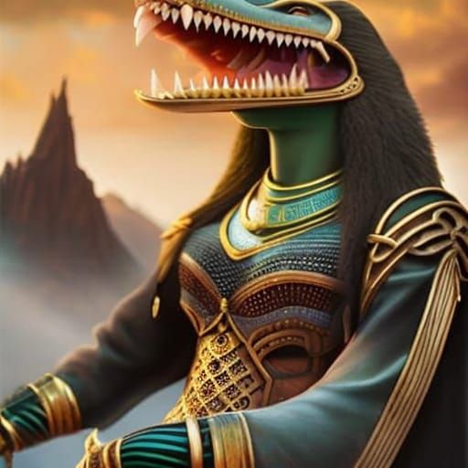 Humanoid Crocodile God Ruling Ancient Egypt