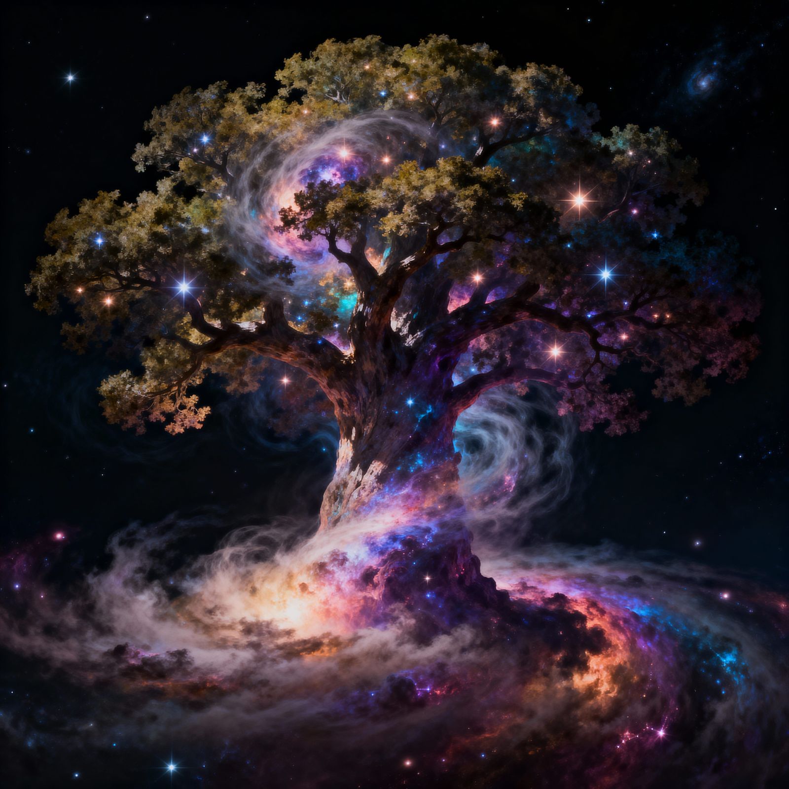 Majestic Oak Nebula Constellation in Cosmic Art Style
