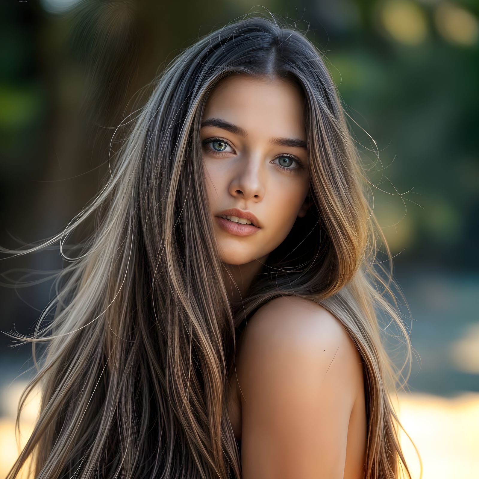 Hyper-Realistic Portrait of a Woman with Bokeh