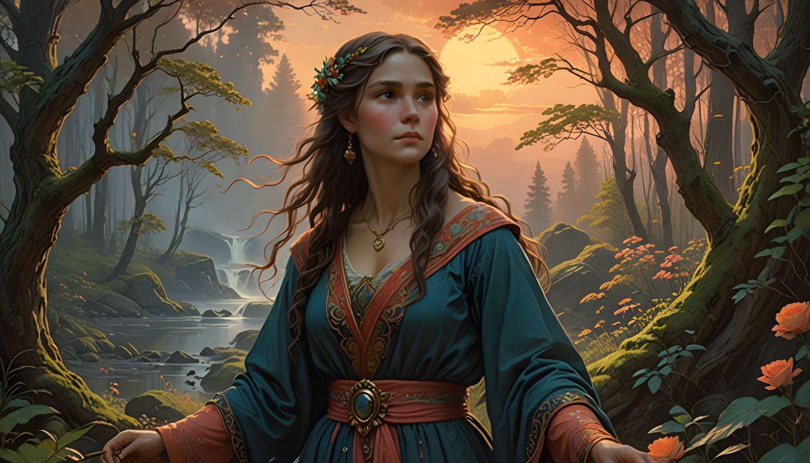 Kaelira in Resplendent Sunrise Glory with Faint Rainbow Arc