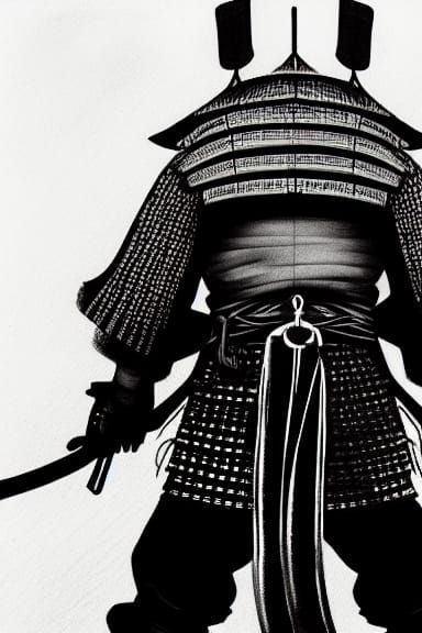 Samurai Assassin in Ink Art Style