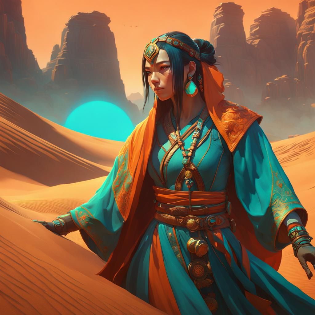 Yuan-ti in Desert Landscape: Hyperdetailed Concept Art